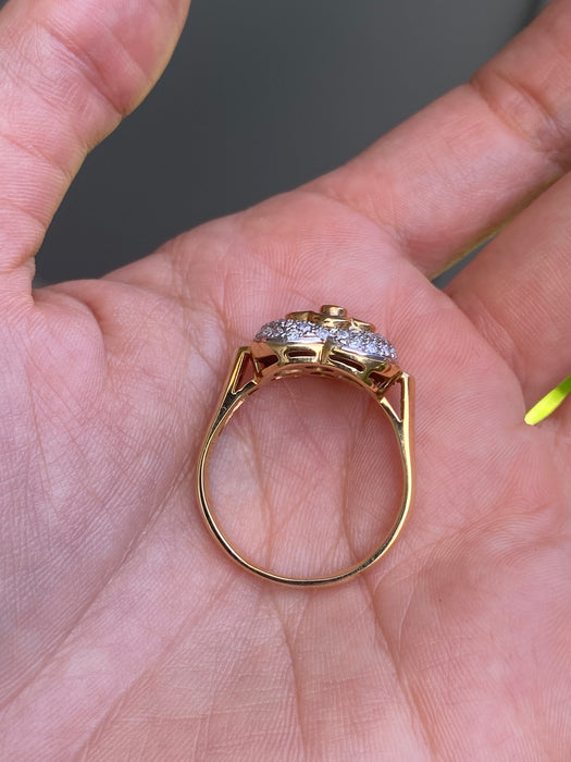 18k platinum diamond heart blue sapphire flower ring size 10.5