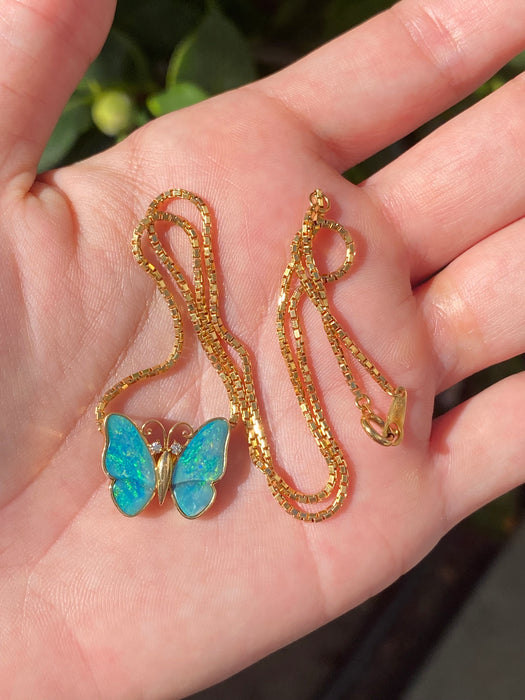 18k opal diamond butterfly slider on chain