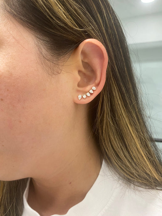 14K 1.5 TCW Lab Diamond Pear Climber Earrings