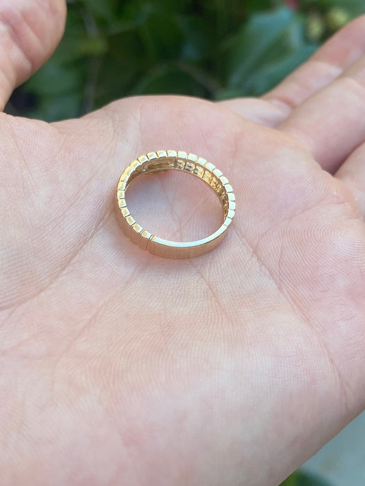 14k ribbed evil eye diamond ring size 6.5