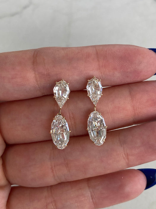 14K 6.2 TCW Lab-Grown Diamond Pear & Elongated Oval Drop Earrings