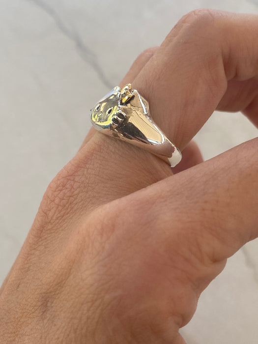 Vintage Sanrio Hello Kitty Sterling Silver & 18K Gold Diamond Ring