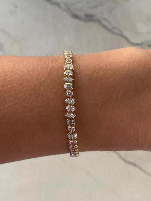 14K Gold 4 TCW Multi-Shape Lab Diamond Bezel Bracelet