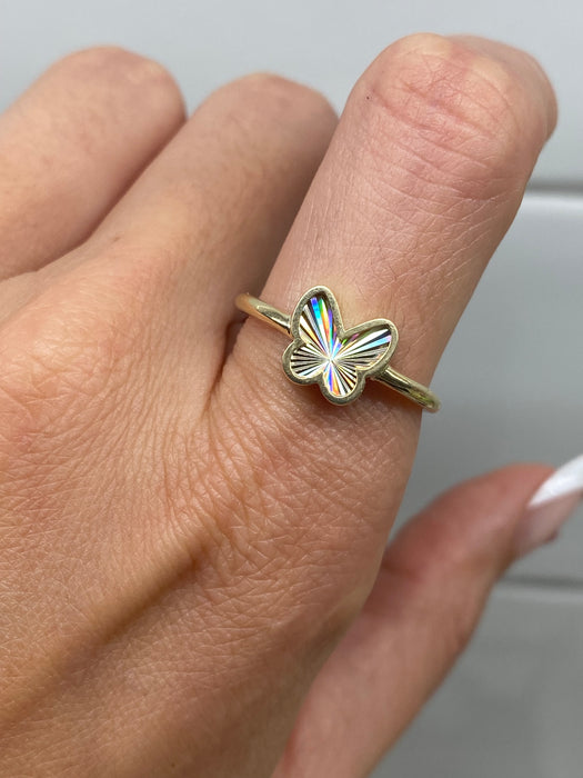 10k Fluted Rainbow Butterfly Ring