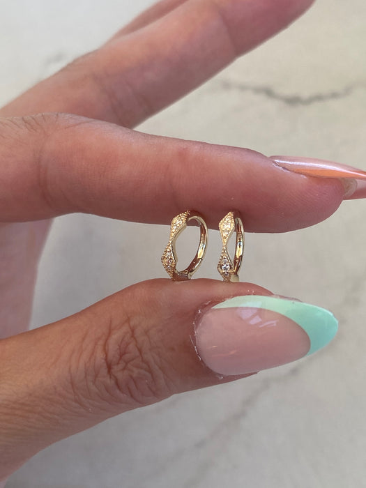 14K Argyle Lab Diamond Huggies