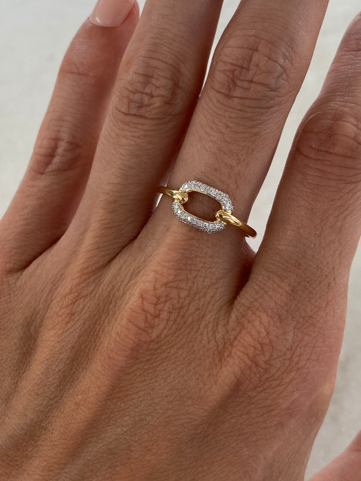 14K Yellow Gold Diamond Buckle Ring
