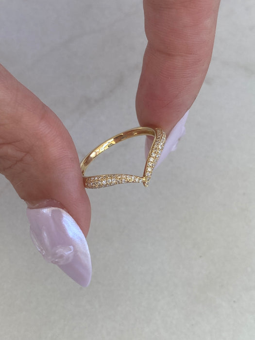 18k Gold Natural Chevron Diamond Ring
