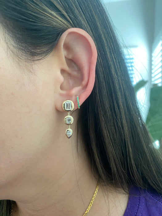 14k lab 2.2 carats diamond chunky bezel set earrings