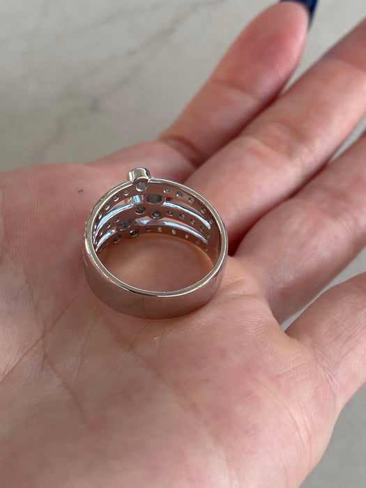 Vintage Platinum 900 Diamond Bezel Ring – 0.94 TCW Natural Diamonds – Size 7
