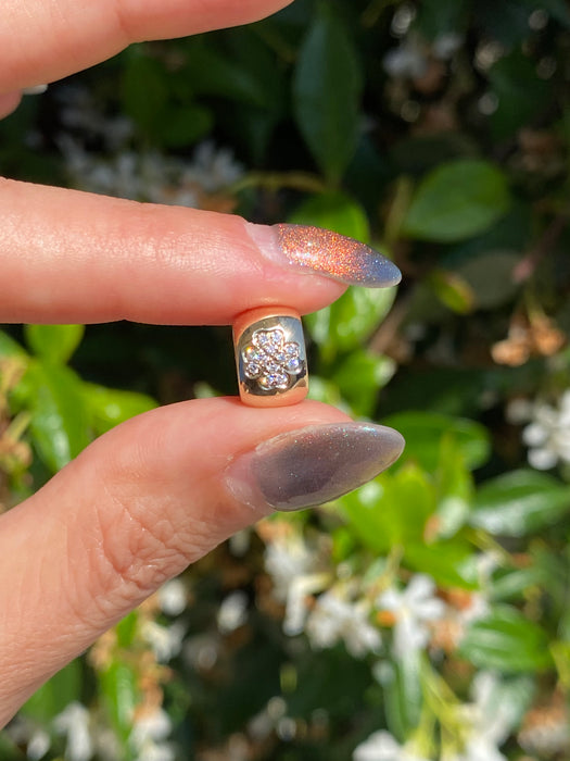 14k diamond flower rectangle slider charm