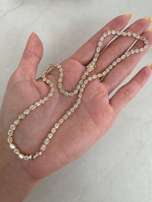 14K Gold Multi-Shape Lab Diamond Tennis Necklace – 10.0 CTW D/VS