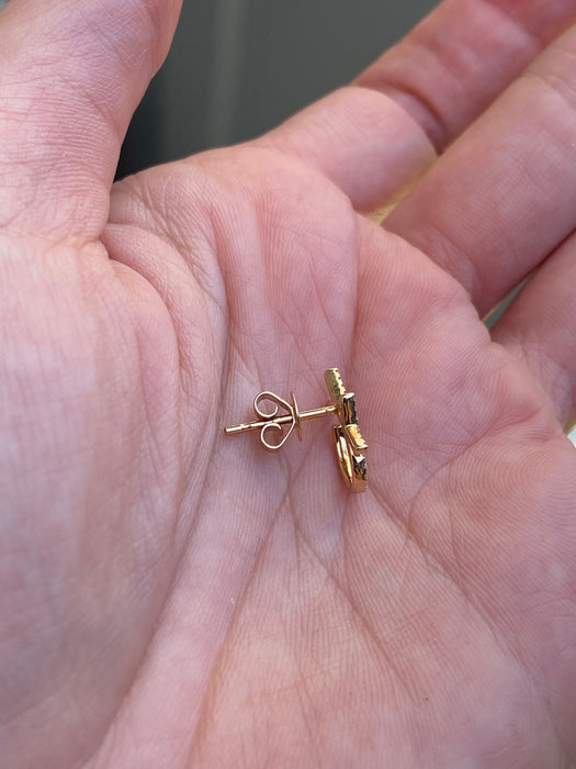 14k single earring diamond letter initial stud