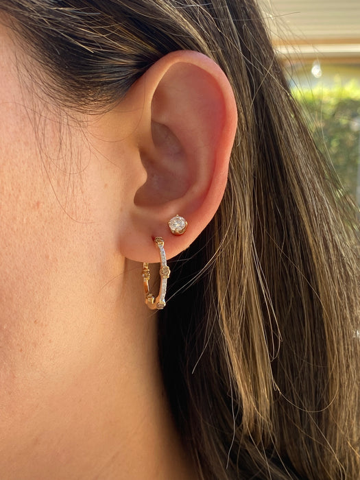 14K Gold Champagne Diamond Inside-Out Hoop Earrings