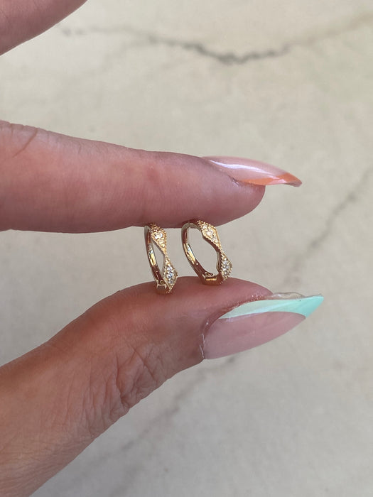 14K Argyle Lab Diamond Huggies