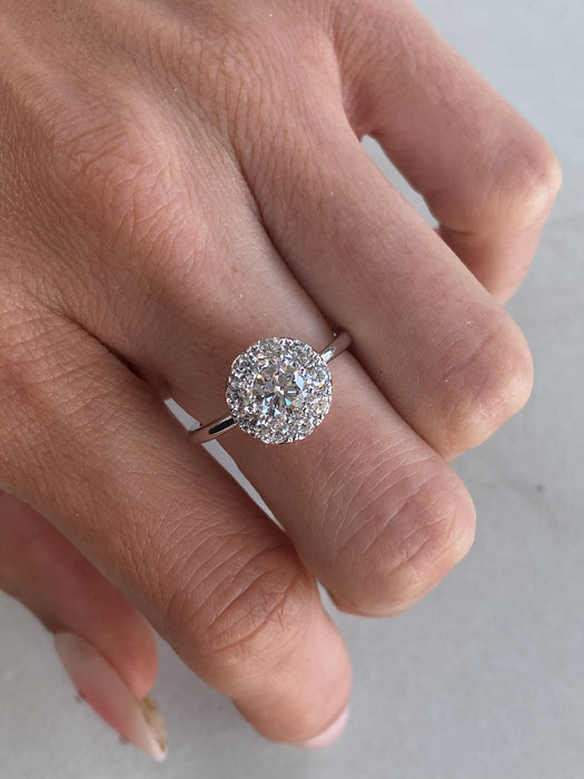 14K White Gold Lab Diamond Halo Ring