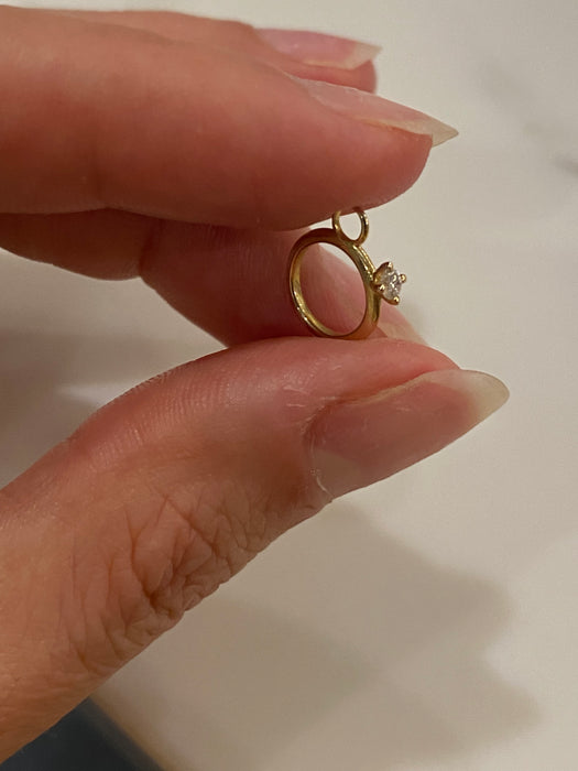 14k tiny diamond ring charm