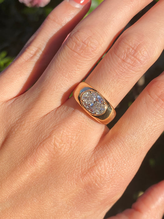 Blossom- 14k lab 2 carat oval east to west diamond ring size 7