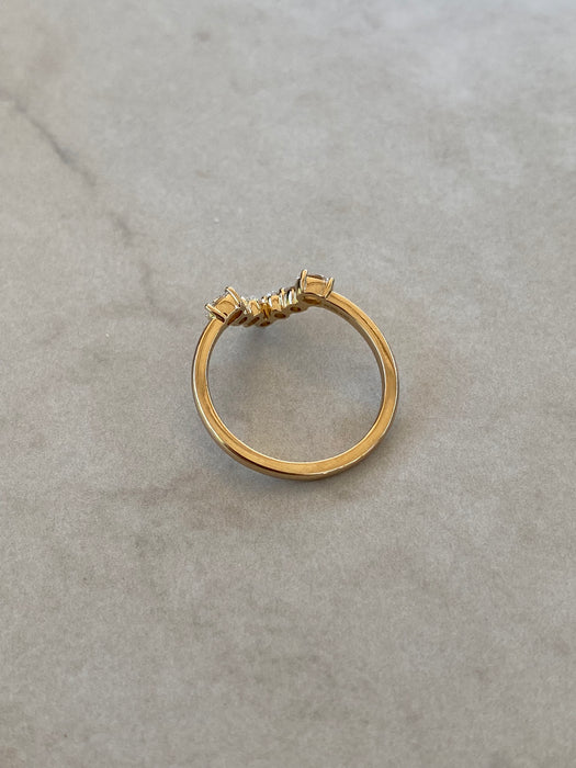 14K Oval & Round Lab Diamond Chevron Ring