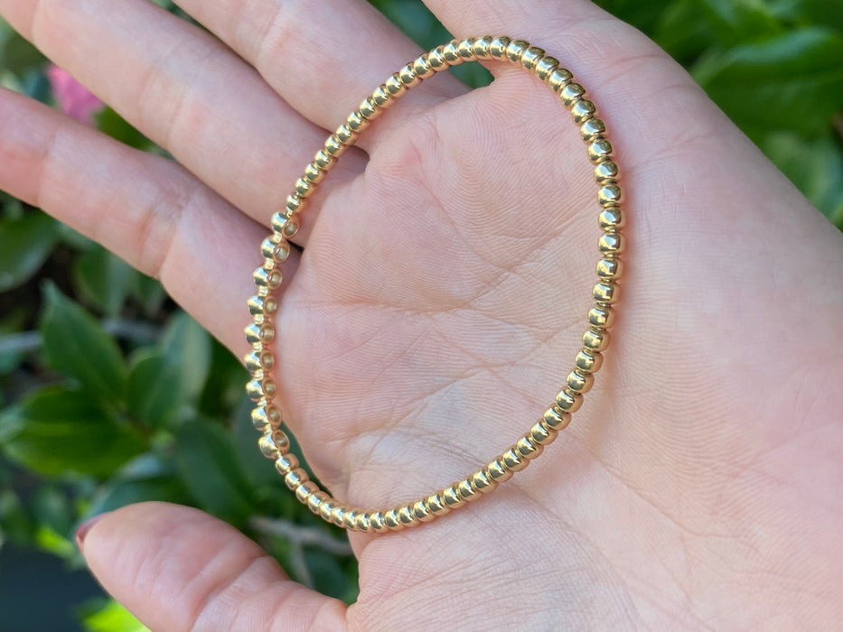 14K Gold Bezel Set Diamond Bar Stretch Bracelet