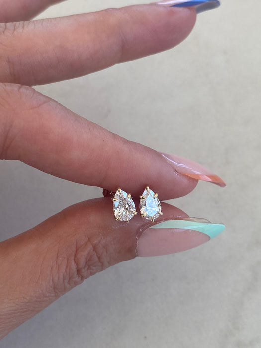 14K Pear Lab Diamond Stud Earrings – 1.3 CTW