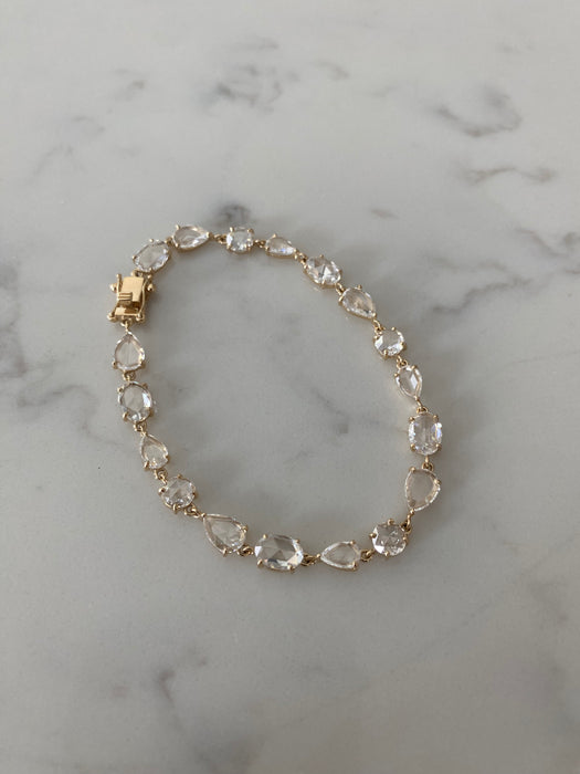 14K Yellow Gold Rose Cut Lab Diamond Tennis Bracelet – 7.2 CTW