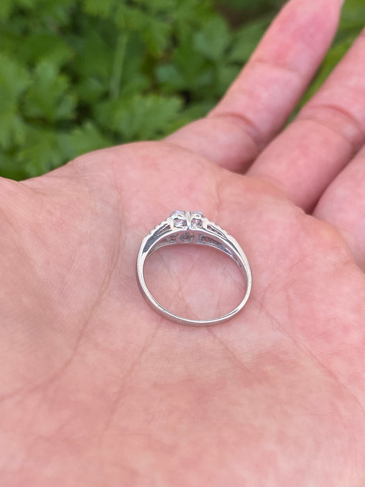 Vintage Platinum 900 Diamond Flower Ring – 0.51 TCW Natural Diamonds – Size 5.5