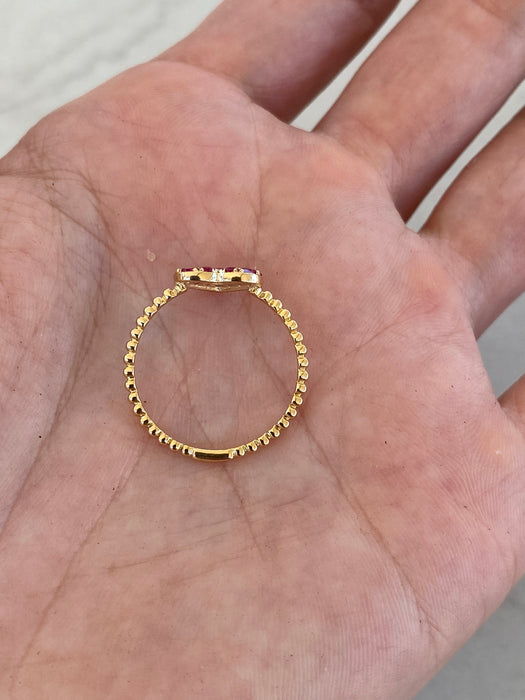 14K Gold Ruby Heart Bead Ring
