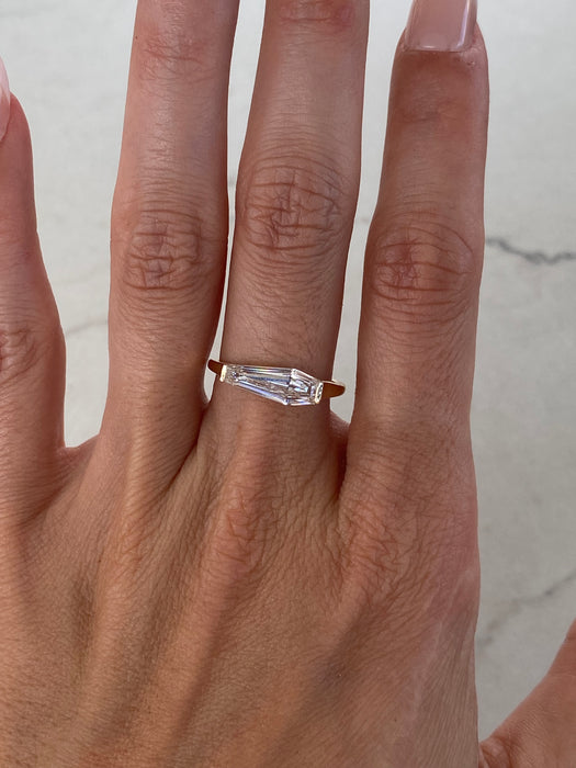14K Coffin-Shaped Lab Diamond Ring