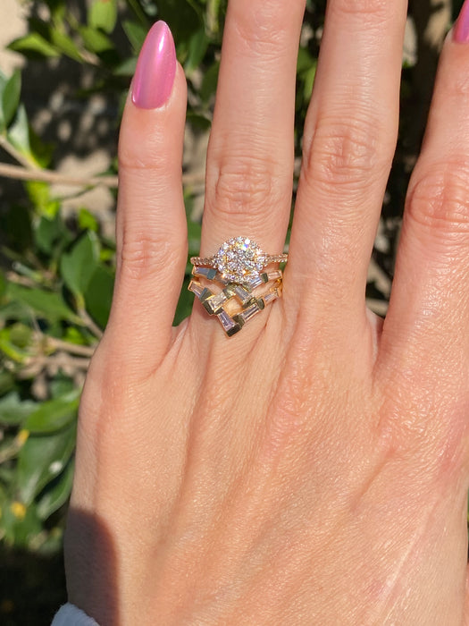 Vintage 18K Gold Baguette Diamond Chevron Ring – 1.08 TCW Diamonds, Size 3.75