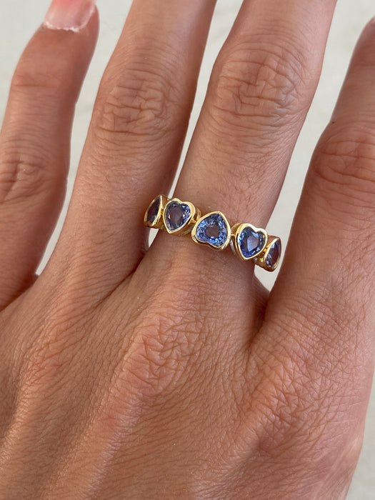 14K Gold Blue Sapphire Heart Ring Size 6.5