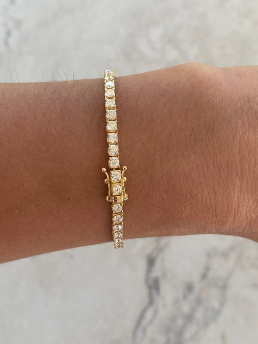 18K Gold 4 Carat Natural Diamond Tennis Bracelet