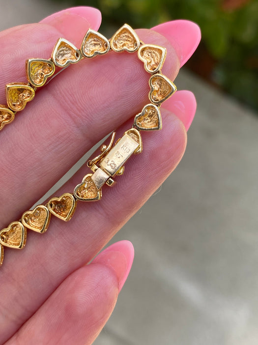 Vintage 18K Gold Diamond Heart Tennis Necklace