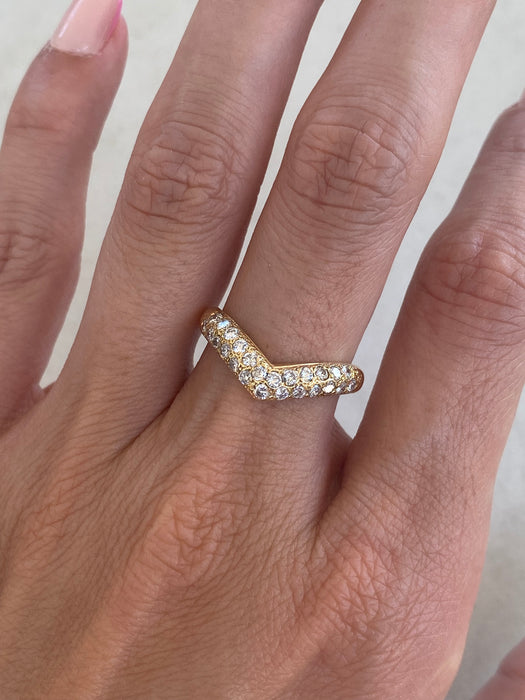 Vintage 18K Chevron Diamond Ring