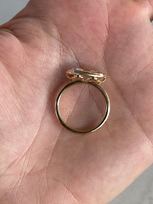 14K Double Bezel East-West Lab Diamond Oval Ring – 3.12 TCW