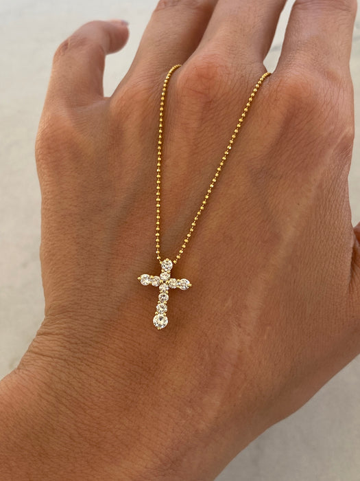 Vintage 18K Gold Diamond Cross Pendant