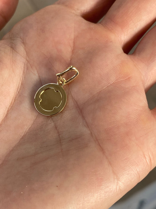 14K Gold Fluted Diamond Disc Charm