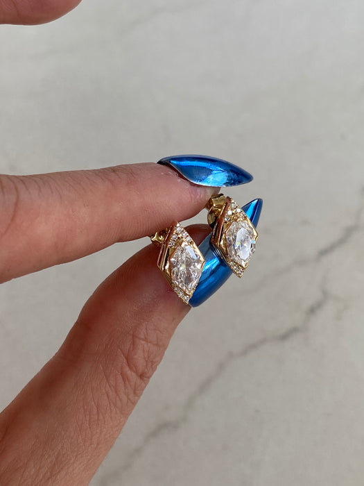 14K 1.6 TCW Dutch Marquise Lab Diamond Stud Earrings