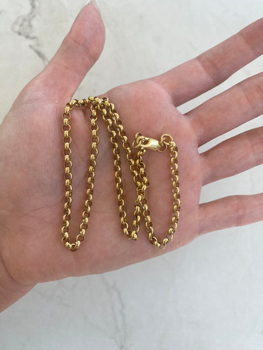 Vintage 14K Gold Rolo Chain Necklace – 16.5”