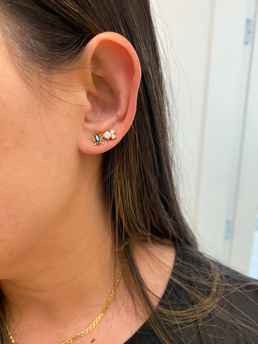 14k blue sapphire butterfly stud earrings