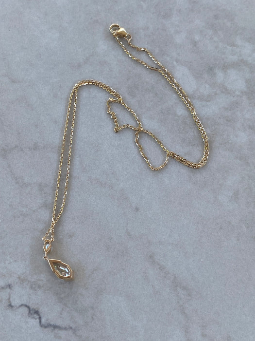 14K Gold Step-Cut Pear Lab Diamond Drop Necklace- 1.28 TCW IGI