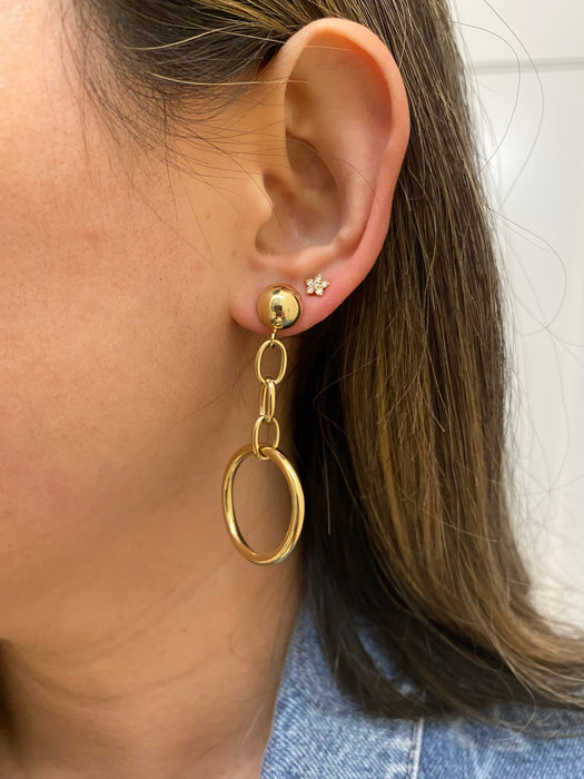 14k dangle ball earrings