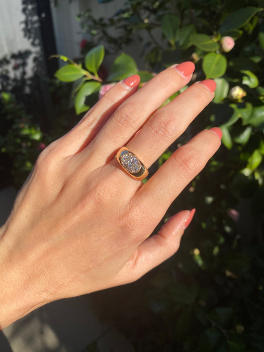 Blossom- 14k lab 2 carat oval east to west diamond ring size 7