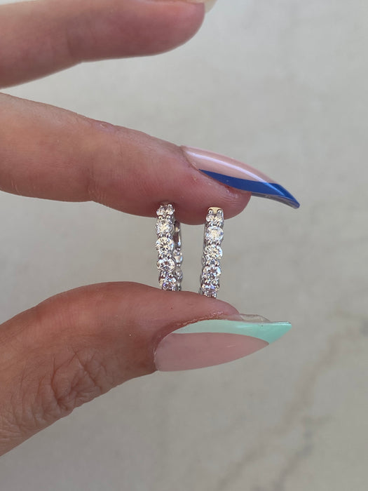 14K White Gold Inside-Out Lab Diamond Huggies