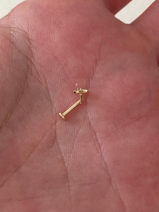 14K Gold Lab Diamond North Star Flat Back Screw-On Stud Earring | Single