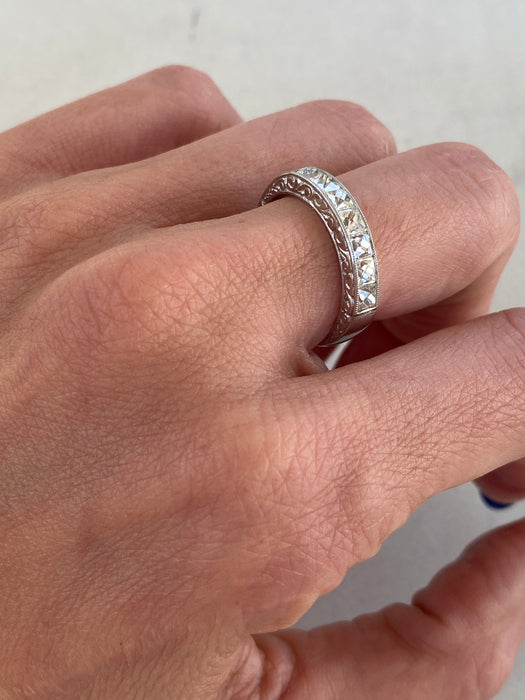 Antique French Platinum 850 French Cut Diamond Ring — Circa 1910
