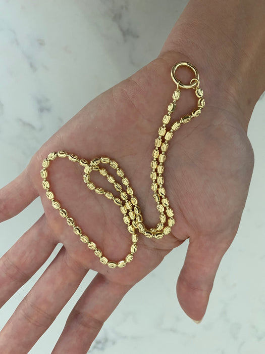 14K Gold Diamond-Cut Bead Chain Necklace with 14k Connector Clasp 16”