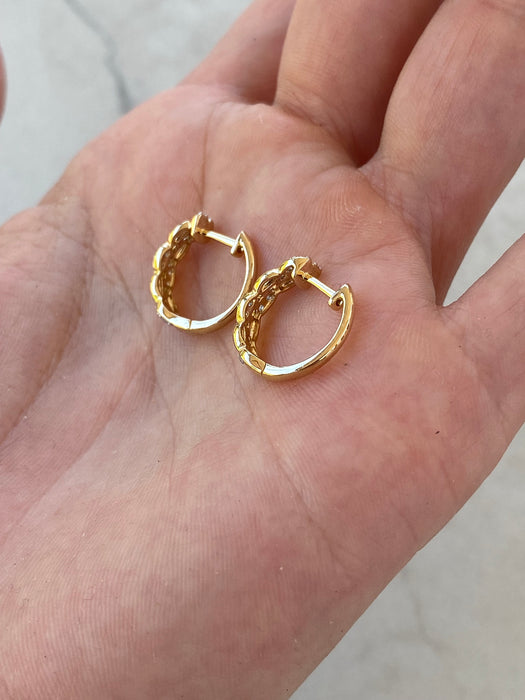 14K Natural Diamond Marquise Huggies