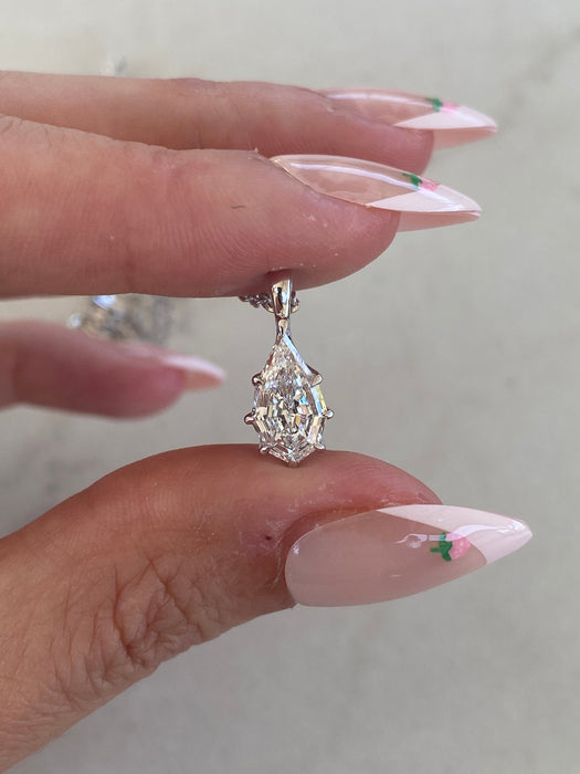 14K White Gold Paperclip Chain with 1.50 Carat Step Cut Lab Diamond Pendant