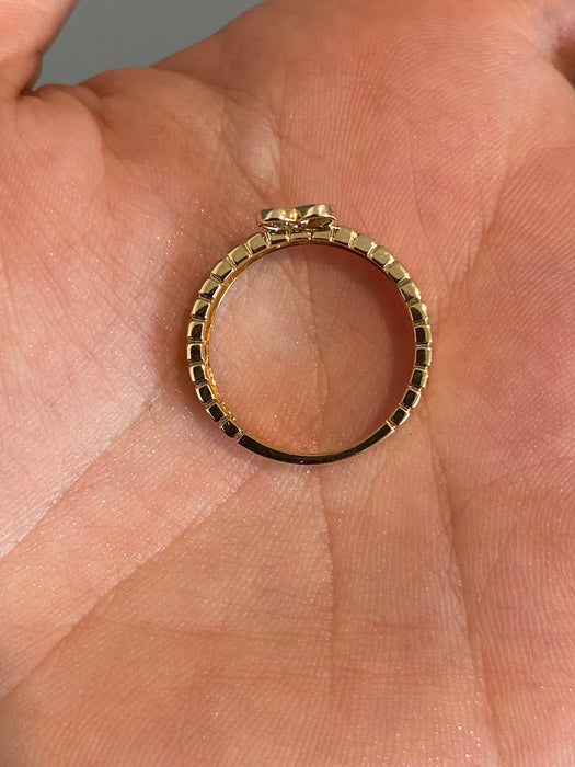 14k ribbed diamond heart ring size 6.75