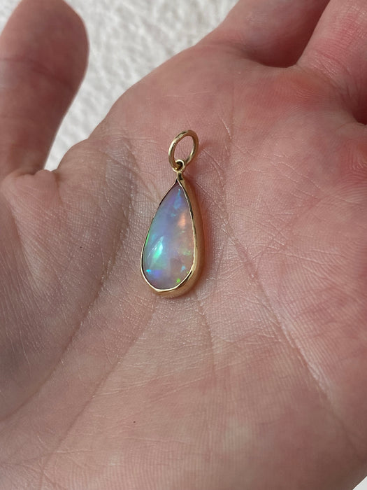 14K 3.75 Carat Bezel-Set Opal Pear Charm
